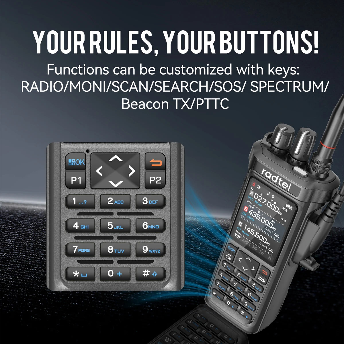 Radtel RT-950 PRO Walkie Talkie AM/FM/CB/LSB/USB/CW Receiver with GPS APRS 10W Bluetooth Phone Programming Ham Radio RT-950PRO