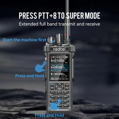 Radtel RT-950 PRO Walkie Talkie AM/FM/CB/LSB/USB/CW Receiver with GPS APRS 10W Bluetooth Phone Programming Ham Radio RT-950PRO