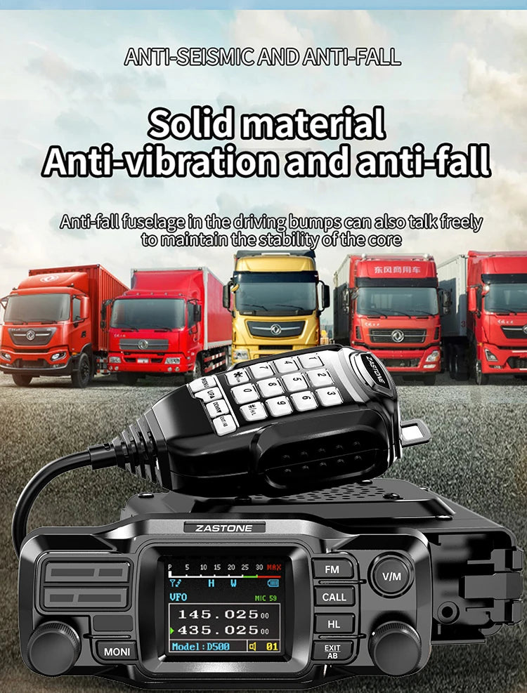 ZASTONE D500 25W Car Walkie Talkie UV Dual Band Car Two Way Radio Station Dual Channel Receiver Split Type Car Mobile Radio