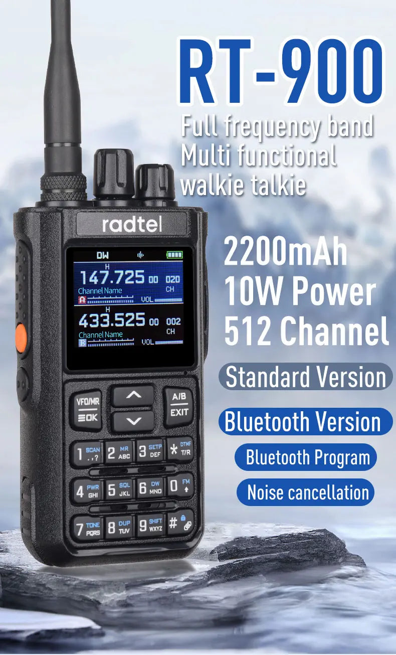 Radtel RT-900 Walkie Talkie with Charging Dock, 8W 512CH Air Band 2 Way Radio Full Band Amateur Ham Radio