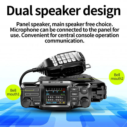 ZASTONE D500 25W Car Walkie Talkie UV Dual Band Car Two Way Radio Station Dual Channel Receiver Split Type Car Mobile Radio