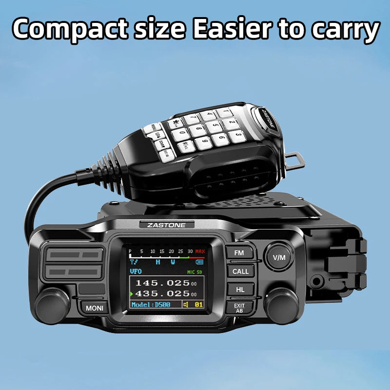 ZASTONE D500 25W High Power Mini Mobile Radio VHF UHF Dual Band DTMF Detachable Panel Transceiver