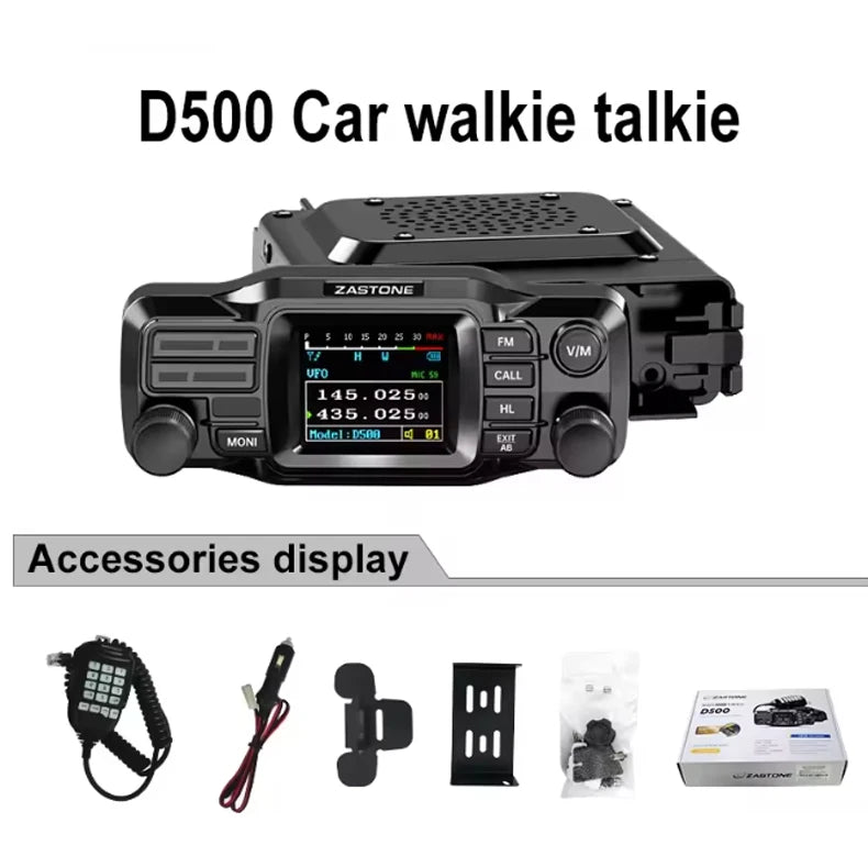 ZASTONE D500 25W High Power Mini Mobile Radio VHF UHF Dual Band DTMF Detachable Panel Transceiver