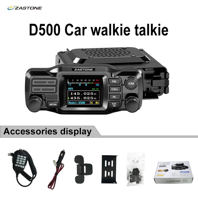 ZASTONE D500 Split Type Car Walkie talkie 25W UHF VHF Dual-band Mobile Radio Station HAM Mini  Car Walkie-talkies FM